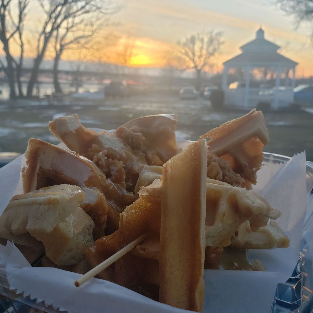Chicken and waffles on a stick Chicken and waffles on a stick
