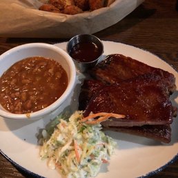 Dry Rubbed Pork Ribs with Baked Beans & Coleslaw Dry Rubbed Pork Ribs with Baked Beans & Coleslaw