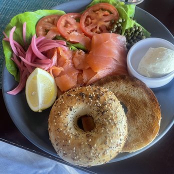 Shores Restaurant - Salmon and bagel - New American Near Me - La Jolla, California Shores Restaurant - Salmon and bagel - New American Near Me - La Jolla, California
