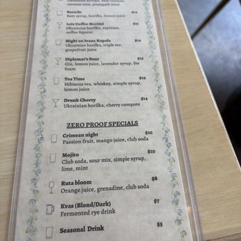 Ruta Ukrainian Restaurant - Cocktail menu - Ukrainian Near Me - Washington, DC, District of Columbia Ruta Ukrainian Restaurant - Cocktail menu - Ukrainian Near Me - Washington, DC, District of Columbia