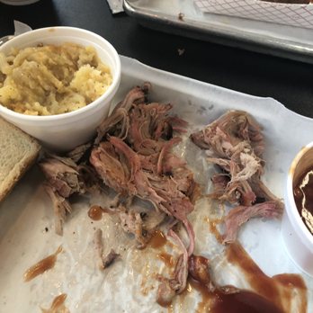 Mac's Barbeque - My half eaten pulled pork and their country potatoes - Barbeque Near Me - Skiatook, Oklahoma Mac's Barbeque - My half eaten pulled pork and their country potatoes - Barbeque Near Me - Skiatook, Oklahoma