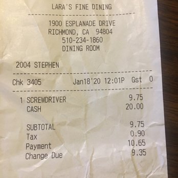 Lara’s Fine Dining - Well vodka screwdriver - Italian Near Me - Richmond, California Lara’s Fine Dining - Well vodka screwdriver - Italian Near Me - Richmond, California