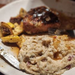 Cheers At The OPO - Pork Chop, mashed potatoes, and squash.