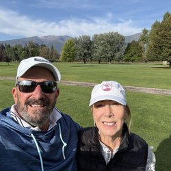 Whitetail Golf Course - Our happy faces as we realize what great shape the greens were in!