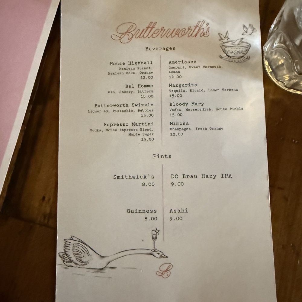 Butterworth’s - Beverages and pints menu - Coffee & Tea Near Me - Washington, DC, District of Columbia