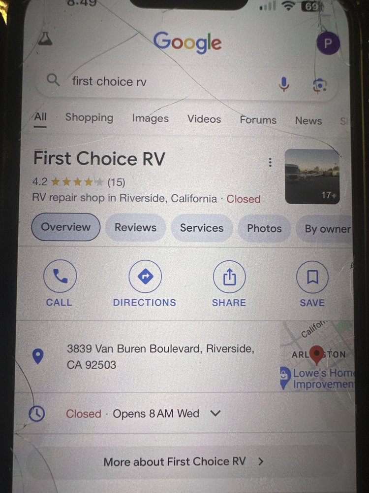 Slide of First Choice RV
