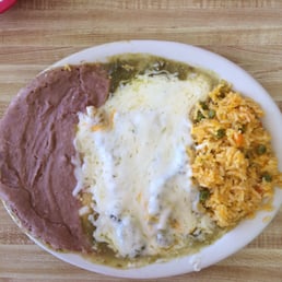 Cheese enchiladas with green sauce. Heaven!