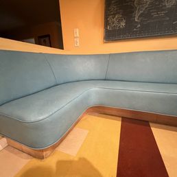 Kitchen banquette bench reupholstered better than new! Kitchen banquette bench reupholstered better than new!