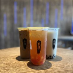 Tea Do Fairfax - Cold Brew Vietnamese Coffee (L), Hello Kitty w/ Strawberry and Mango Jelly (C), Cold Brew Jasmine Milk Tea w/ Boba (R)