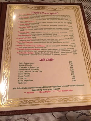 Menu photo 7 Singha Thai Cuisine Moab, UT