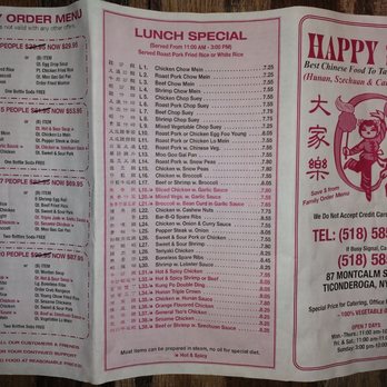 Happy Star Chinese Restaurant - Current Menu Pg 2- Note: There has been no lunch service since 2019. Opens @ 4pm daily. - Chinese Near Me - Ticonderoga, New York Happy Star Chinese Restaurant - Current Menu Pg 2- Note: There has been no lunch service since 2019. Opens @ 4pm daily. - Chinese Near Me - Ticonderoga, New York