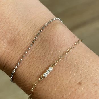 Melene Kent Jewels - The gold bracelet and the 3 diamond bar charm are from Melene Kent! - Jewelry Near Me - Peabody, Massachusetts