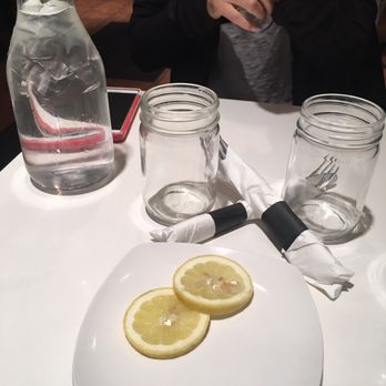 Miles Table - As soon as we sat down, the staff served us ice water to share and lemon to put in our own little mason jars - American Near Me - Philadelphia, Pennsylvania Miles Table - As soon as we sat down, the staff served us ice water to share and lemon to put in our own little mason jars - American Near Me - Philadelphia, Pennsylvania