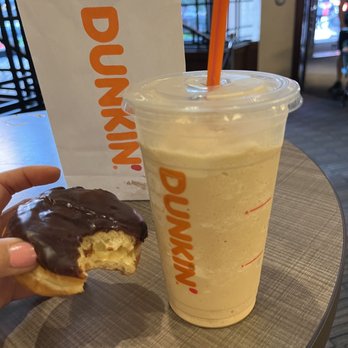 Dunkin' - French Vanilla frozen coffee & Boston cream donut - Donuts Near Me - New York, New York Dunkin' - French Vanilla frozen coffee & Boston cream donut - Donuts Near Me - New York, New York