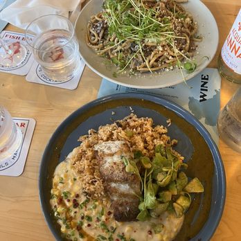 Fish Bar - Caribbean fish plate and mushroom pasta special - Seafood Near Me - Virgin Islands, Virgin Islands Fish Bar - Caribbean fish plate and mushroom pasta special - Seafood Near Me - Virgin Islands, Virgin Islands
