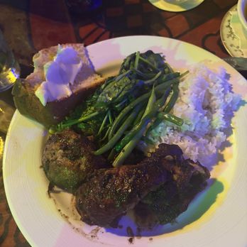 Blue Heaven - Jerk chicken with green beans and spinach - Breakfast & Brunch Near Me - Key West, Florida Blue Heaven - Jerk chicken with green beans and spinach - Breakfast & Brunch Near Me - Key West, Florida