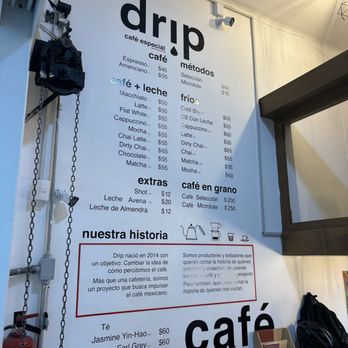 Drip Cafe - Menu 8/2024 - Coffee & Tea Near Me - Ciudad de México, DIF