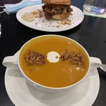 Terrace Cafe - Carrot soup and roast beef sandwich - New American Near Me - New York, New York Terrace Cafe - Carrot soup and roast beef sandwich - New American Near Me - New York, New York