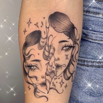 Oni Tattoo - Gemini Split Faces - Tattoo Near Me - Alhambra, California