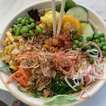 Barkada Bowl - Poke bowl with ahi, brown rice/ mixed greens, barkada sauce and "all the way " on toppings - Filipino Near Me - Cape Canaveral, Florida Barkada Bowl - Poke bowl with ahi, brown rice/ mixed greens, barkada sauce and "all the way " on toppings - Filipino Near Me - Cape Canaveral, Florida