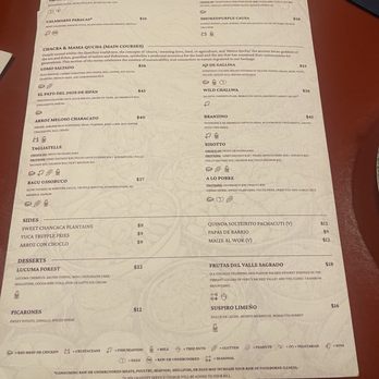 Mayu - Menu - Peruvian Near Me - Miami, Florida