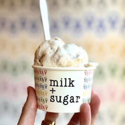milk + sugar - Dulce de horchata and strawberry almond cheese cake