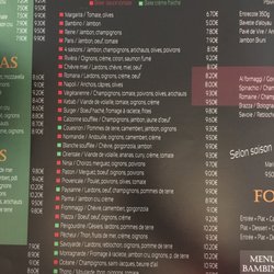 Le Brazza - Pizza menu. They also have an English menu. Ask for it.