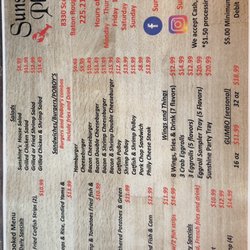 Sunshine's Place - Menu