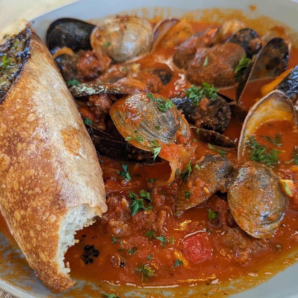 Due West Tavern - Mussels and Clams with Chorizo - Cocktail Bars Near Me - Olema, California