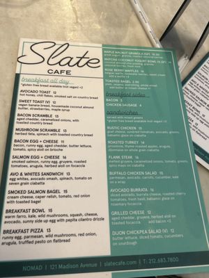 Menu photo 8 Slate Cafe - Nomad New York, NY