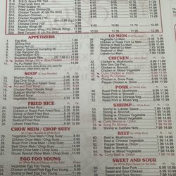 Number 1 Chinese Restaurant - Menu (August/2024)