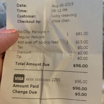 OMG Spa - Receipt for reg pedi and no manicure with no chip removal - Massage Near Me - Chicago, Illinois