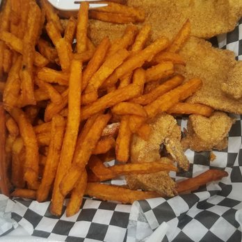 Swamp City - Fried catfish and fried shrimp with sweet potato fries - Cajun/Creole Near Me - Houston, Texas