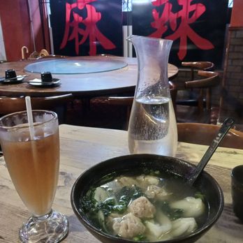 Spicy King - SPICY WON TON SOUP WITH A LEMON ICED TEA - Szechuan Near Me - San Francisco, California