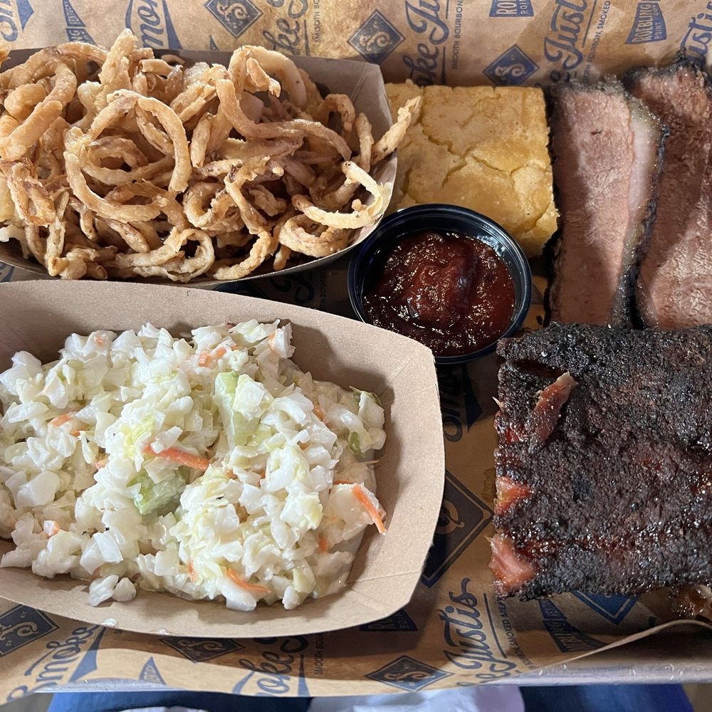 Smoke Justis - Two meat platter with brisket & pork ribs... ... not worth it. - Bars Near Me - Covington, Kentucky Smoke Justis - Two meat platter with brisket & pork ribs... ... not worth it. - Bars Near Me - Covington, Kentucky