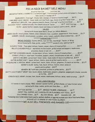 Menu photo 1 Pic-A-Nick Basket Deli Hayesville, NC