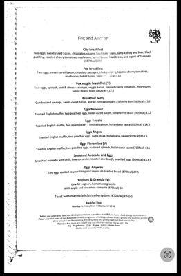 Menu photo 1 Fox and Anchor London, XGL