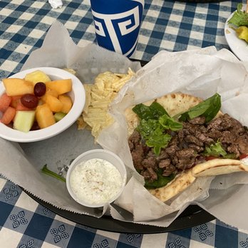 Taziki's Mediterranean Cafe - Mobile - Lamb and Skordalia Gyro, fruit, chips - Mediterranean Near Me - Mobile, Alabama