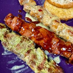 Manny’s Pinchos & More - Two pork pinchos and a chicken pincho. So delicious!