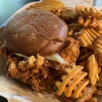 Flew the Coop - Hot Honey Chicken Sandwich w/side of waffle fries (extra). - Food Trucks Near Me - Portland, Oregon