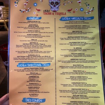 Locals Tacos and Tequila - Menu - Mexican Near Me - Sterling, Virginia