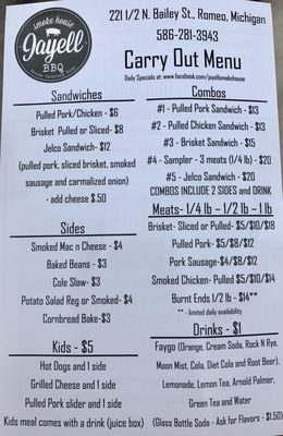 Menu photo 4 Jayell Smoke House Romeo, MI