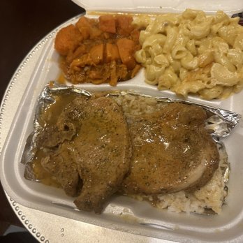 Messi Soul Kitchen - Pork chops Mac n Cheese & Yams - Soul Food Near Me - Riverside, California Messi Soul Kitchen - Pork chops Mac n Cheese & Yams - Soul Food Near Me - Riverside, California