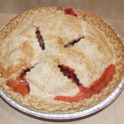 Strawberry rhubarb pie, still warm