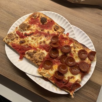 Bellucci Pizza - Pepperoni and Sicilian slice - Pizza Near Me - Astoria, New York Bellucci Pizza - Pepperoni and Sicilian slice - Pizza Near Me - Astoria, New York