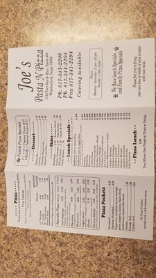 Menu photo 4 Joe's Pasta & Pizza Weatherford, TX