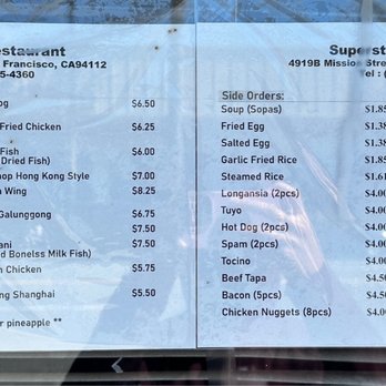 Superstar Restaurant - Menu 04/03/2023 - Filipino Near Me - San Francisco, California Superstar Restaurant - Menu 04/03/2023 - Filipino Near Me - San Francisco, California