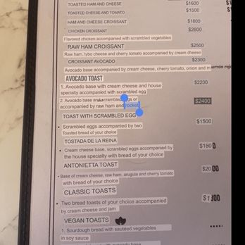 Antonietta - Menu in English - Tea Rooms Near Me