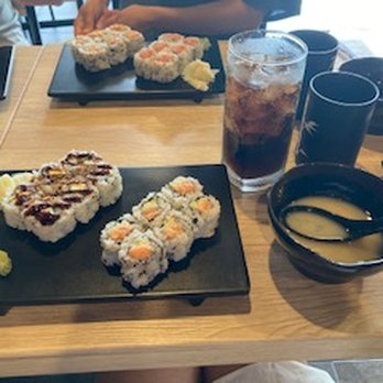 Sushi Toro - Eel and avocado roll, spicy salmon roll, and miso soup - Sushi Bars Near Me - Kensington, Maryland Sushi Toro - Eel and avocado roll, spicy salmon roll, and miso soup - Sushi Bars Near Me - Kensington, Maryland