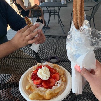 The Funnel House - Authentic hand twisted Churro Funnel Cake with Fruit - Desserts Near Me - Long Beach, California The Funnel House - Authentic hand twisted Churro Funnel Cake with Fruit - Desserts Near Me - Long Beach, California